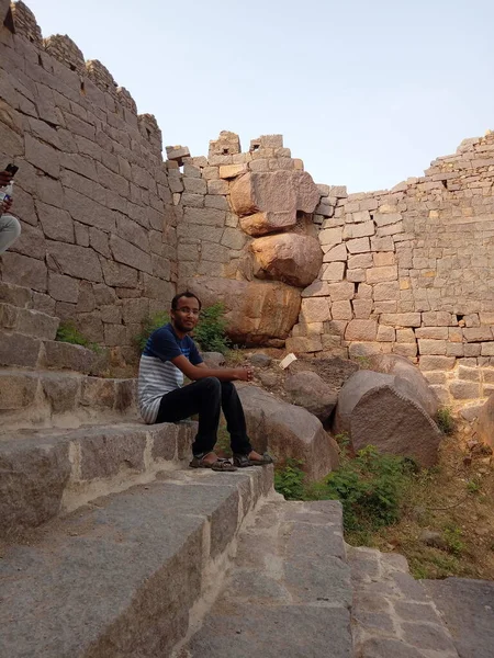 Golconda Fort Auch Bekannt Als Golkonda Telugu Ist Eine Befestigte — Stockfoto