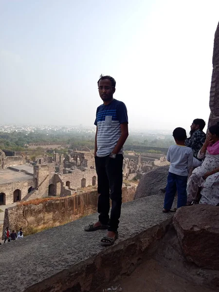 Golconda Fort Auch Bekannt Als Golkonda Telugu Ist Eine Befestigte — Stockfoto