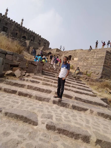 Golconda Fort Auch Bekannt Als Golkonda Telugu Ist Eine Befestigte — Stockfoto