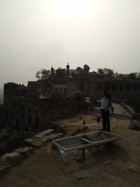 Golconda Fort Auch Bekannt Als Golkonda Telugu Ist Eine Befestigte — Stockfoto