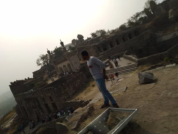 Golconda Fort Also Known Golkonda Telugu Shepherds Hill Fortified Citadel — Stock Photo, Image