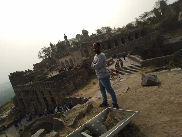 Golconda Fort Ook Bekend Als Golkonda Telugu Shepherds Hill Een — Stockfoto