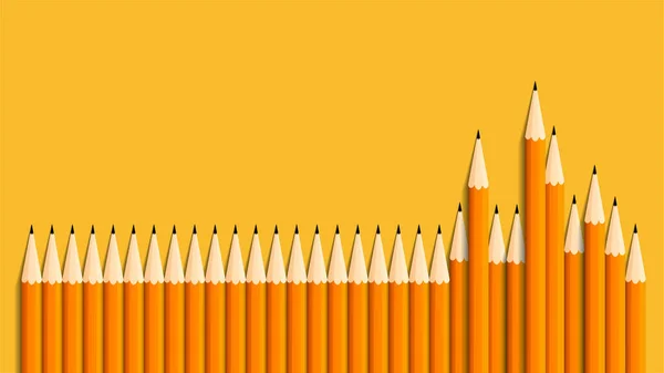 Crayons Réalistes Isolés Sur Fond Jaune Gros Plan — Image vectorielle