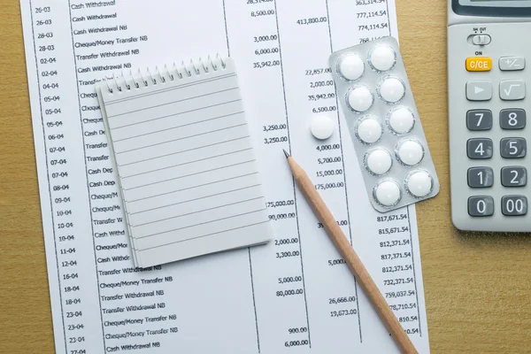 Planung des monatlichen Budgets, Finanzierung des Gesundheitskonzepts — Stockfoto