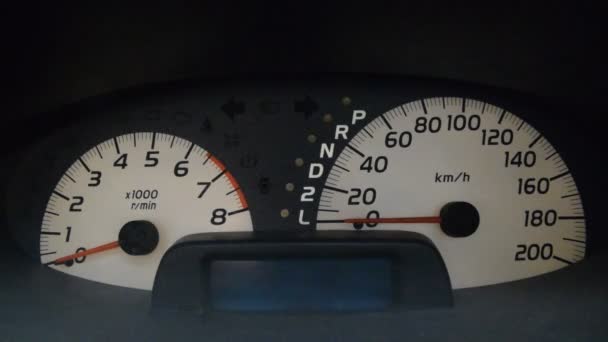 Modern bil upplyst dashboard närbild — Stockvideo