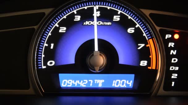 Modern car illuminated dashboard closeup — Stock Video