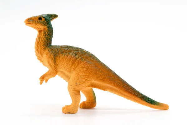 Parasaurolophus dinozor oyuncak model beyaz arka plan üzerinde — Stok fotoğraf