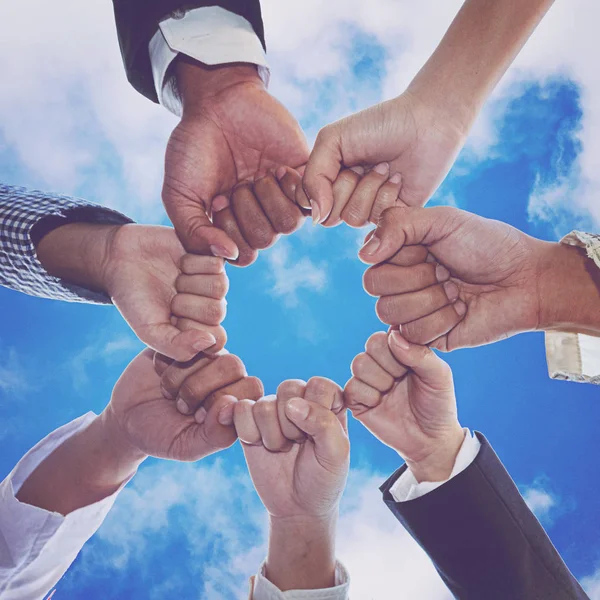 Diverse People Hands Fists Together Partnership — Stock Photo, Image