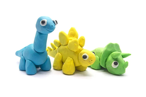 Play dough dinosaur on white background — Stock Photo, Image