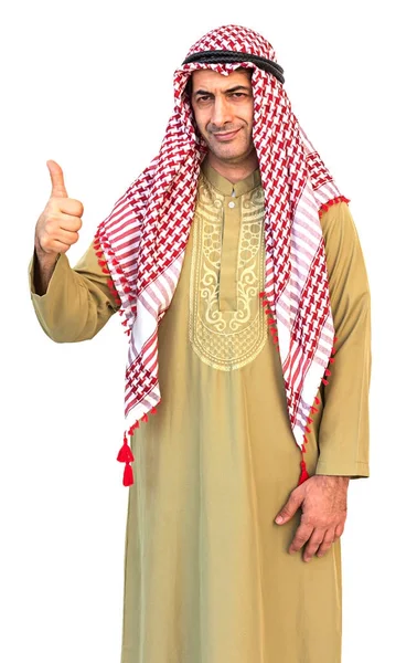 Arab businessman showing thumb isolated background with clipping — Stock Photo, Image