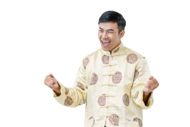 Mutlu Çinli clipp ile geleneksel, izole arka plan