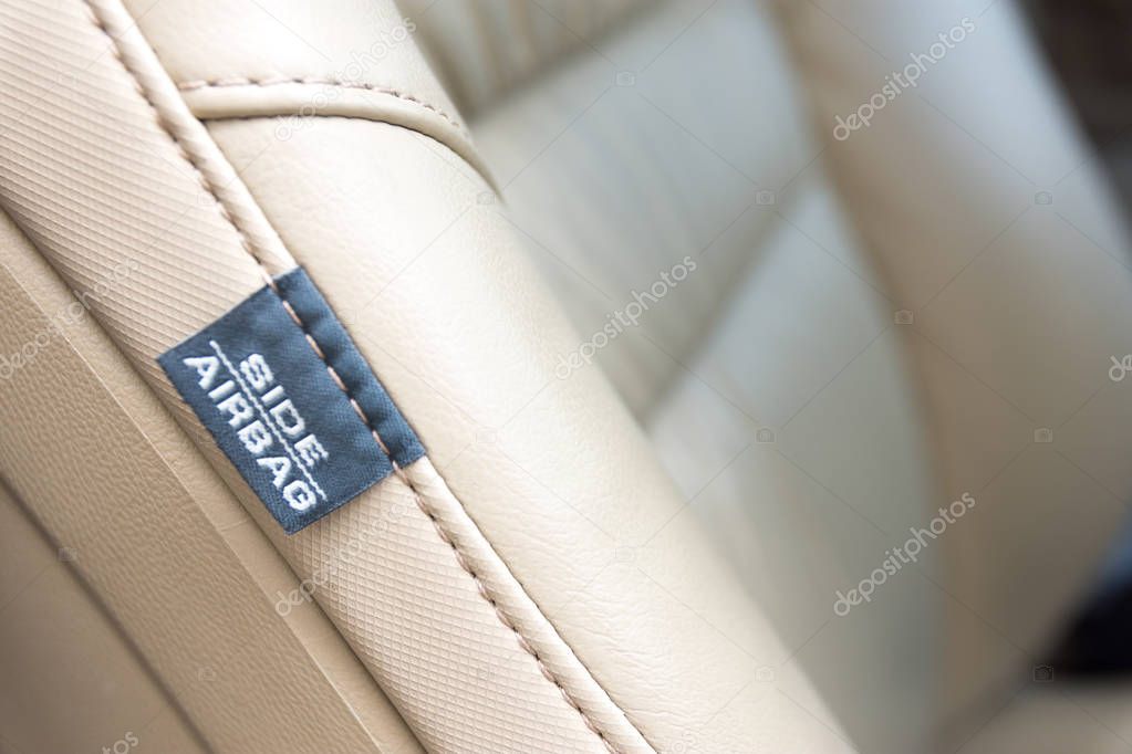 Side Car Airbag Tag. Modern Car Safety Feature