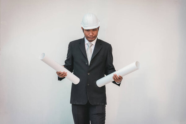 Businessman planning construction project 