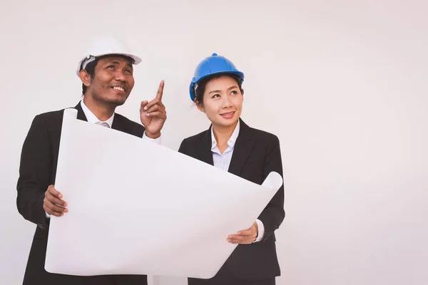 Foreman architect man and woman working. teamwork Concept — Stock Photo, Image