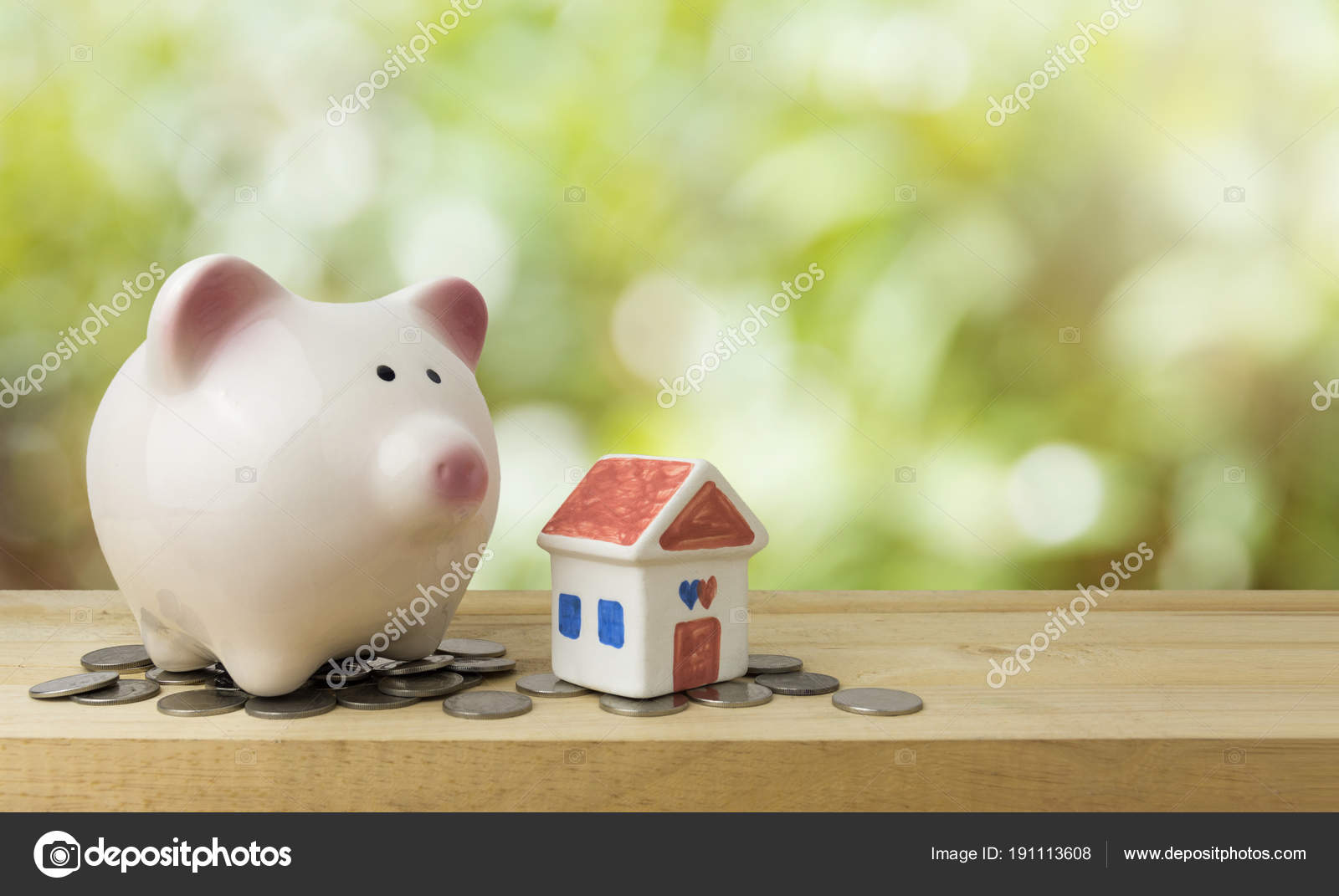 Piggy Bank Save Money For House Saving Money Concept - 