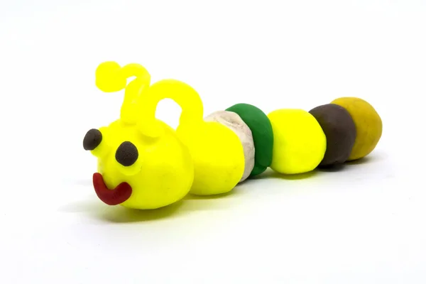 Play Dough Worm Monster White Background — Stock Photo, Image
