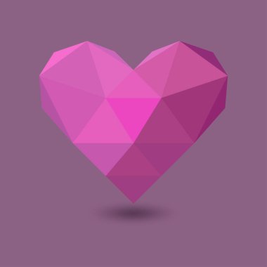 düşük Poli pembe poligonal kalp