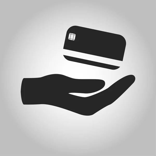 Ikone hält Kreditkarte isoliert — Stockvektor