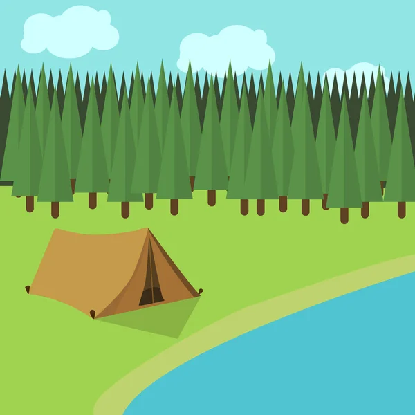 kamp bahar yaz çadır Orman Gölü düz tasarımı