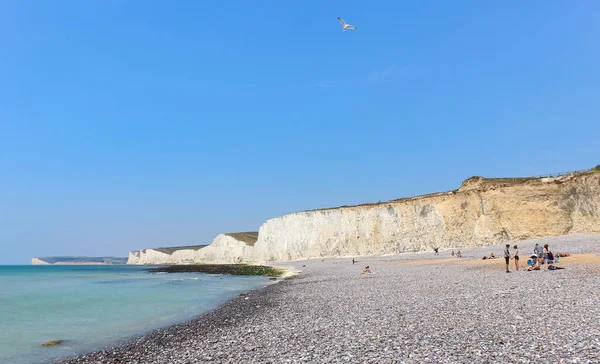 Strandutsikt För Vita Klippor Och Hav Sju Systrar Eastbourne England — Stockfoto