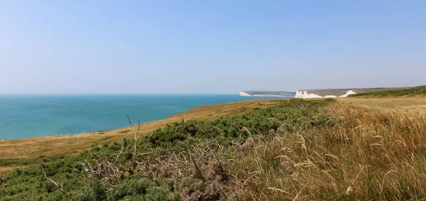 Вид Море Белые Скалы Пейзаж Seven Sisters Англия — стоковое фото