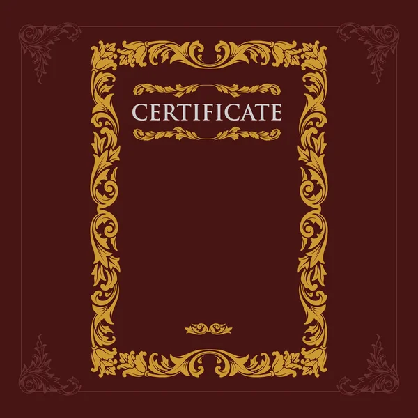 Certificado Grabado Vintage Diseño Vectorial Barroco — Vector de stock