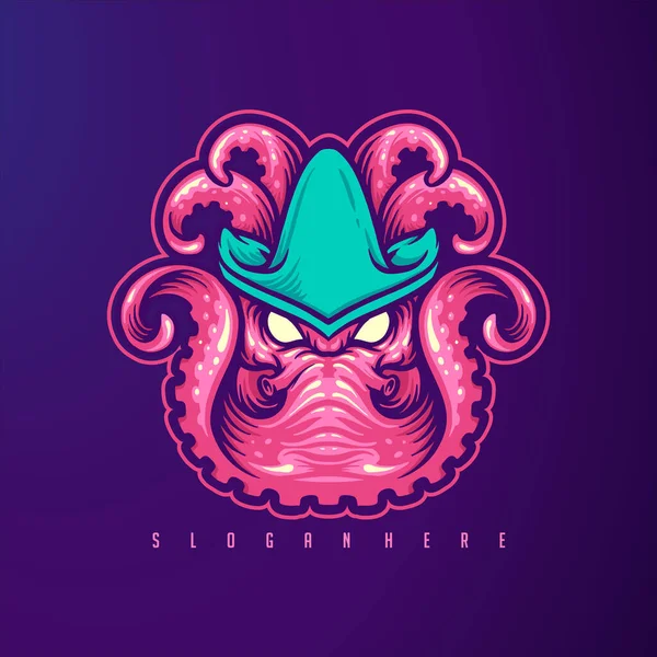 Immagine Vettoriale Del Logo Dell Icona Della Mascotte Kraken Octopus — Vettoriale Stock