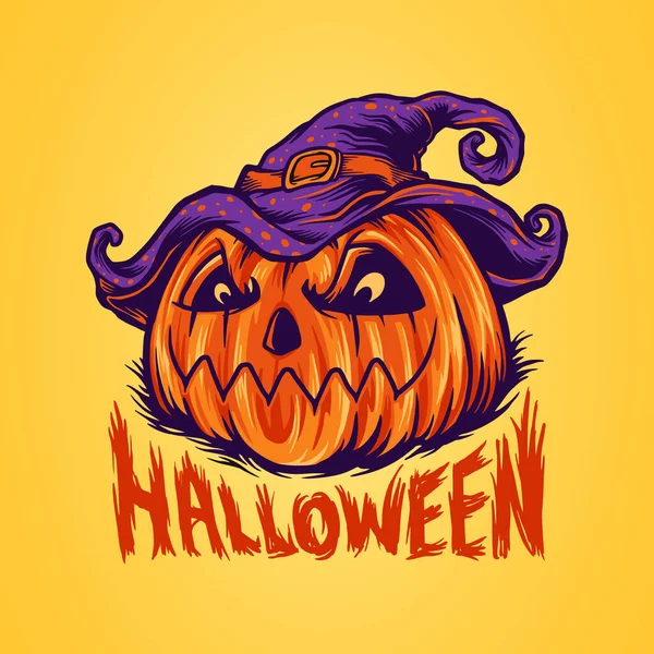 Illustraties Hallowen Pompoen Ontwerp Voor Gelukkig — Stockvector