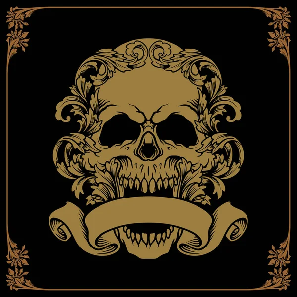 Oro Calavera Adornos Ilustraciones Diseño — Vector de stock