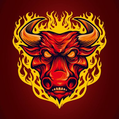 Fire Head Red Bull 'un maskotu vektör şirketi logosu