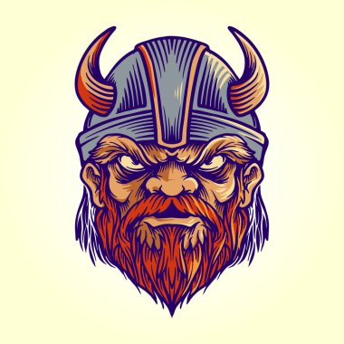 Viking skull warrior with a banner for merchandise t-shirt clothing line and logo team clipart
