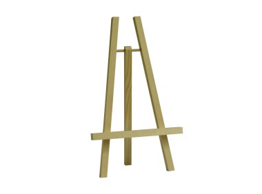 Beyaz arka planda izole edilmiş sanatçılar için küçük masaüstü tahta sehpası. Sanatçının çalışma ekipmanı.