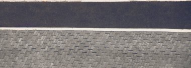 Paved bisiklet yolu ve yaya kaldırımı. Yukarıdan görünüşü.