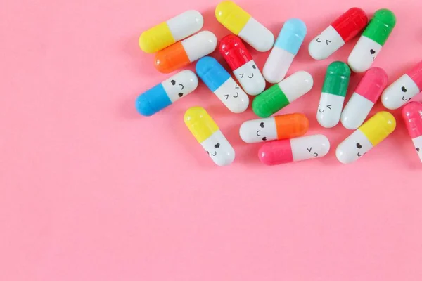Pillole Capsule Colorate Vista Dall Alto — Foto Stock