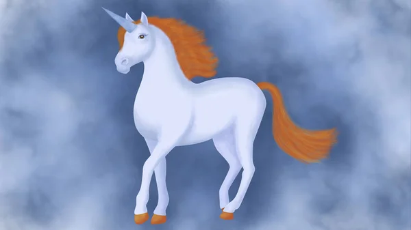 Lindo Unicornio Mágico Cielo Ilustración Romántica Dibujo Mano Para Niños —  Fotos de Stock