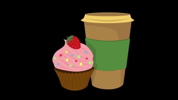 Tazza Caffè Con Cupcake — Video Stock