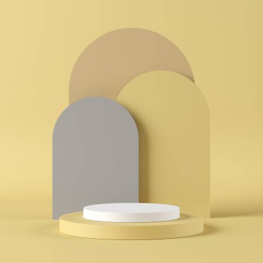 Soyut arkaplan, sahne geometrisi şekilli podyumu ürün gösterimi için düzenleyin. 3B görüntüleme