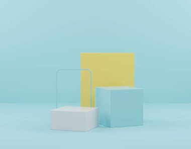 Soyut arkaplan, sahne geometrisi şekilli podyumu ürün gösterimi için düzenleyin. 3B görüntüleme