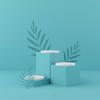 Soyut arkaplan, sahne geometrisi şekilli podyumu ürün gösterimi için düzenleyin. 3B görüntüleme