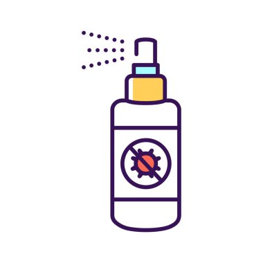 Antiseptik sprey renk çizgisi simgesi. Hijyen ürünleri. Web sayfası için piktogram, mobil uygulama, tanıtım. UI UX Arayüz tasarım ögesi. 