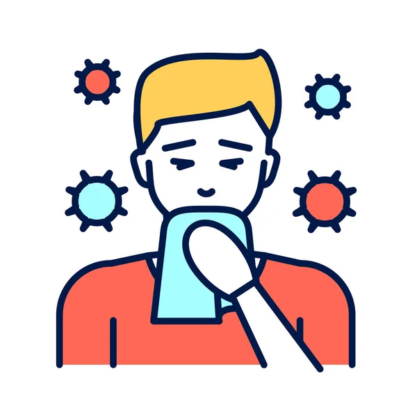 Runny nose line color icon. Infectious diseases, colds, flu. Pictogram for web page, mobile app, promo. UI UX GUI design element. Editable stroke. — Stock Vector