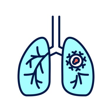 Akciğer kanseri renk ikonu. Onkoloji. İzole vektör elementi. Web sayfası, mobil uygulama, tanıtım için resim çizelgesi. 