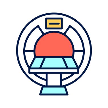 MRI cihazı tarama aygıtı renk simgesi. İzole vektör elementi. Web sayfası, mobil uygulama, tanıtım için resim çizelgesi.