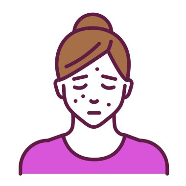 Yüz kızarıklığı çizgisi renk simgesi. Dermatolojik hastalıklar. İzole vektör elementi. Web sayfası, mobil uygulama, tanıtım için resim çizelgesi.