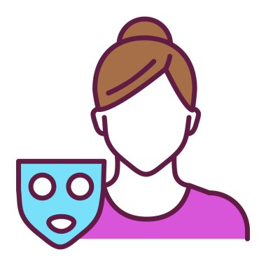 Yüz maskesi renk çizgisi simgesi. Cilt bakımı. İzole vektör elementi. Web sayfası, mobil uygulama, tanıtım için resim çizelgesi.