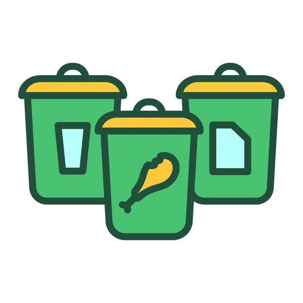 Tri des ordures : papier, verre, icône de ligne de couleur alimentaire. Le recyclage des déchets. Pictogramme de contour pour page web, application mobile, promo . — Image vectorielle