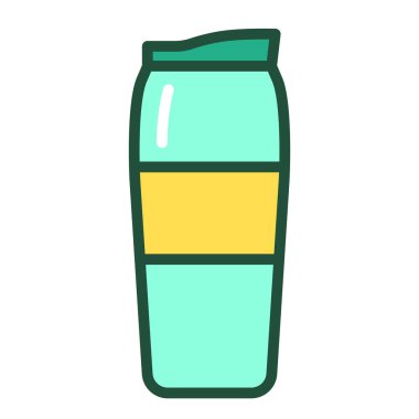 Yeniden kullanılabilir cam kahve ya da çay fincanı renkli ikon. Termos hazır. Sıfır israf yaşam tarzı. Web sayfası, mobil uygulama, tanıtım için resim çizelgesi.