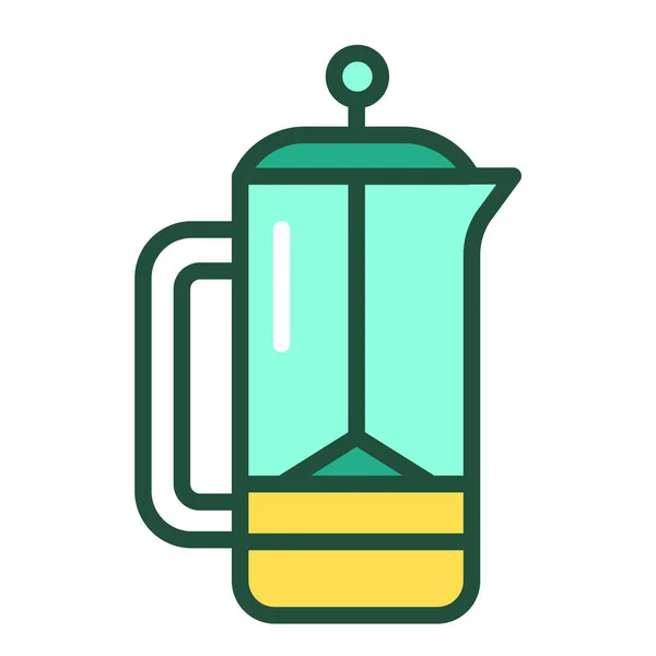 Herbruikbare metalen franse pers koffie en thee lijn kleur pictogram. Geen verspilling van levensstijl. Overzicht pictogram voor webpagina, mobiele app, promo. — Stockvector