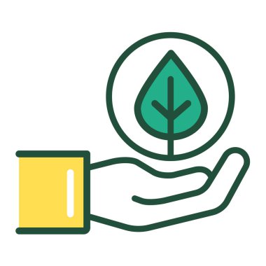 El ele tutuşan bitki rengi ikonu. Çevresel koruma. İzole vektör elementi. Web sayfası, mobil uygulama, tanıtım için resim çizelgesi.