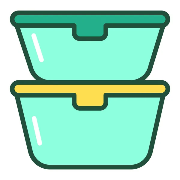 Επαναχρησιμοποιήσιμα κουτιά γεύμα γραμμή εικονίδιο χρώμα. Μηδενικός τρόπος ζωής. Μεταλλικά δοχεία για αποθήκευση τροφίμων. Εικονόγραμμα περίγραμμα για την ιστοσελίδα, mobile app, promo. — Διανυσματικό Αρχείο